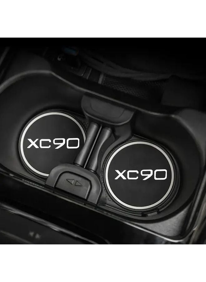 XC90 White Label Car Coasters 1 Pair Universal Anti Slip Drink Insulation Cup Holder Pad - Image 1